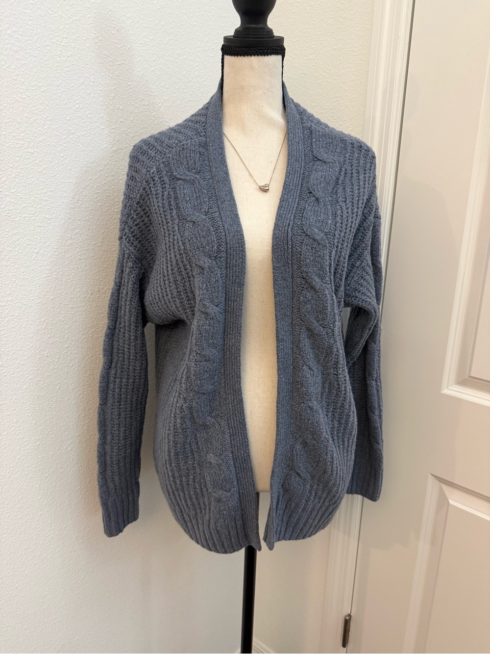 Hollister Blue Cable-Knit Open Cardigan
